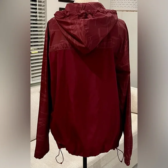 BEAUTIFUL GIANT LA Rain Coat Jacket Deep Red Camouflage Large Drawstring - Picture 3 of 11